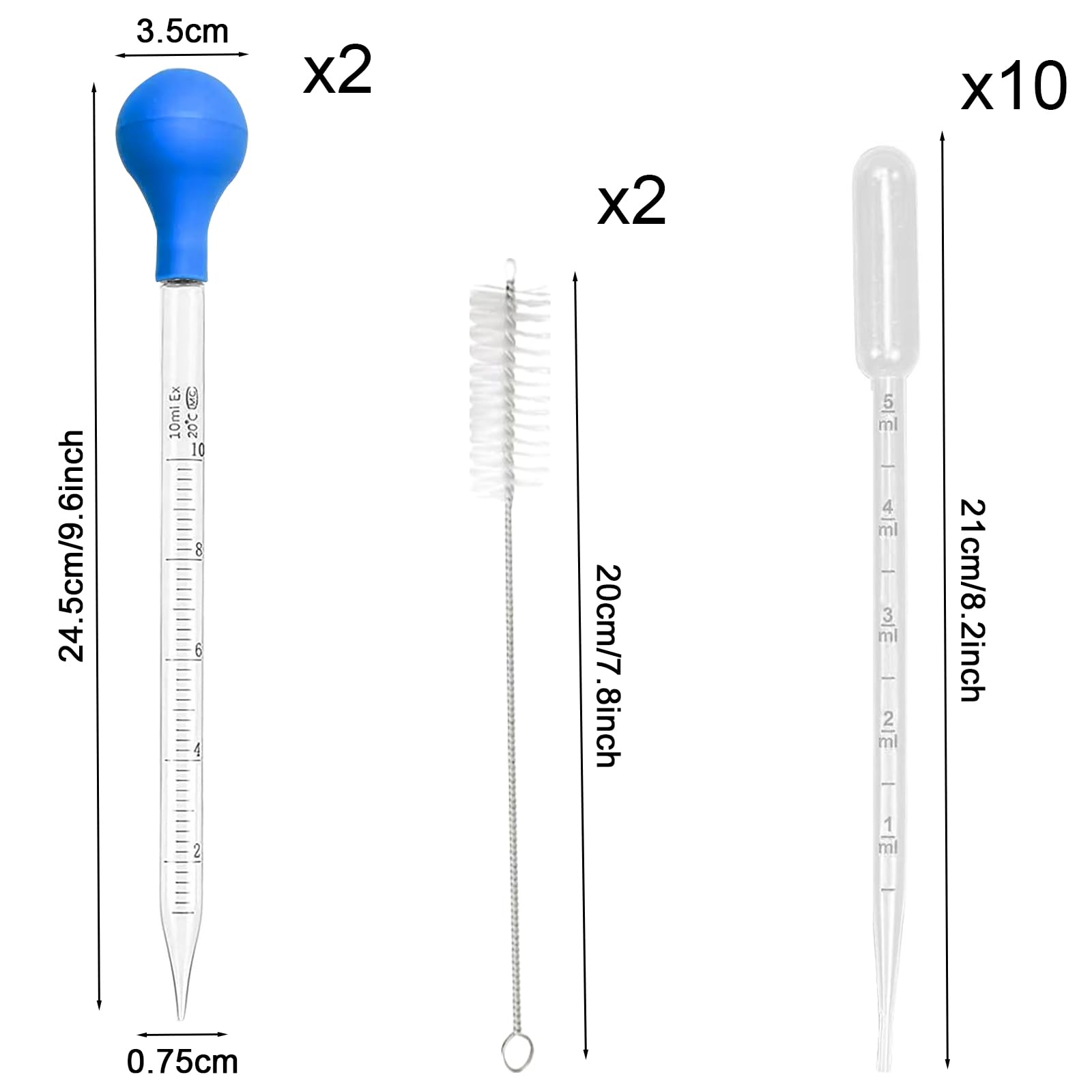 4 Pipette In Vetro Borosilicato 10 Ml - Graduate, Per Laboratorio, Chimica, Trasferimento Liquidi - Foto 8