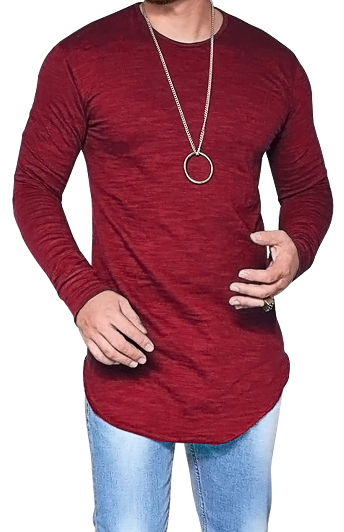 JOKHOO Mens Long Sleeve Hipster Hip Hop Basic Henley T Shirt for Men