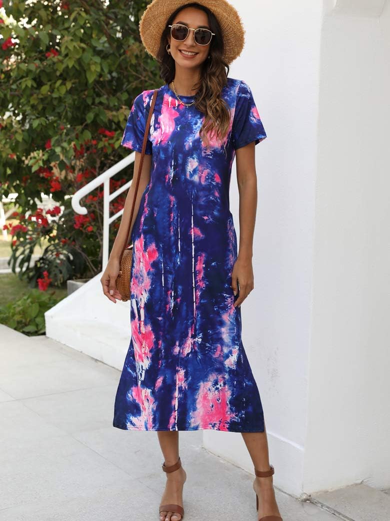 Naggoo Women's Summer Short Sleeve Maxi Dresses Casual Bobo Long Dresses with Pockets - Image 3