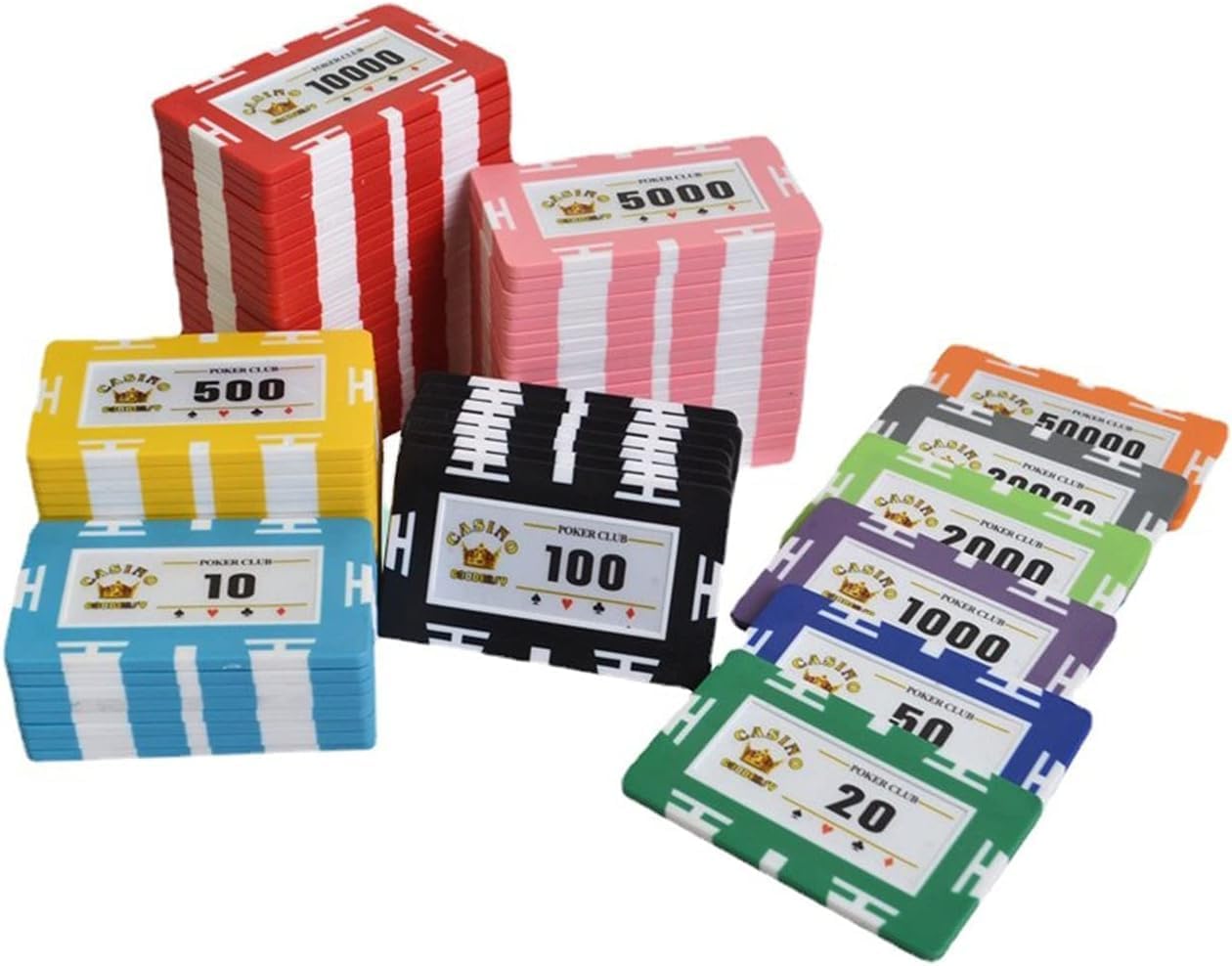 25 PCS Professional Poker Chips Set, Clay Rectangular 29 Gram Poker Set, Learning Counters Disks, Casino Chips & Gambling Cards