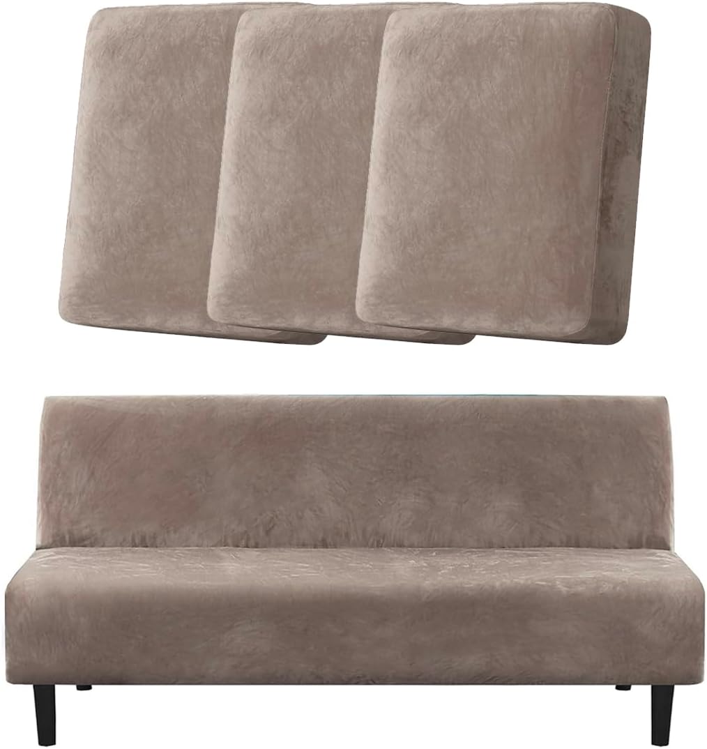 H.VERSAILTEX 3 Piece Sofa Cushion Covers Bundle Armless Futon Cover, Taupe