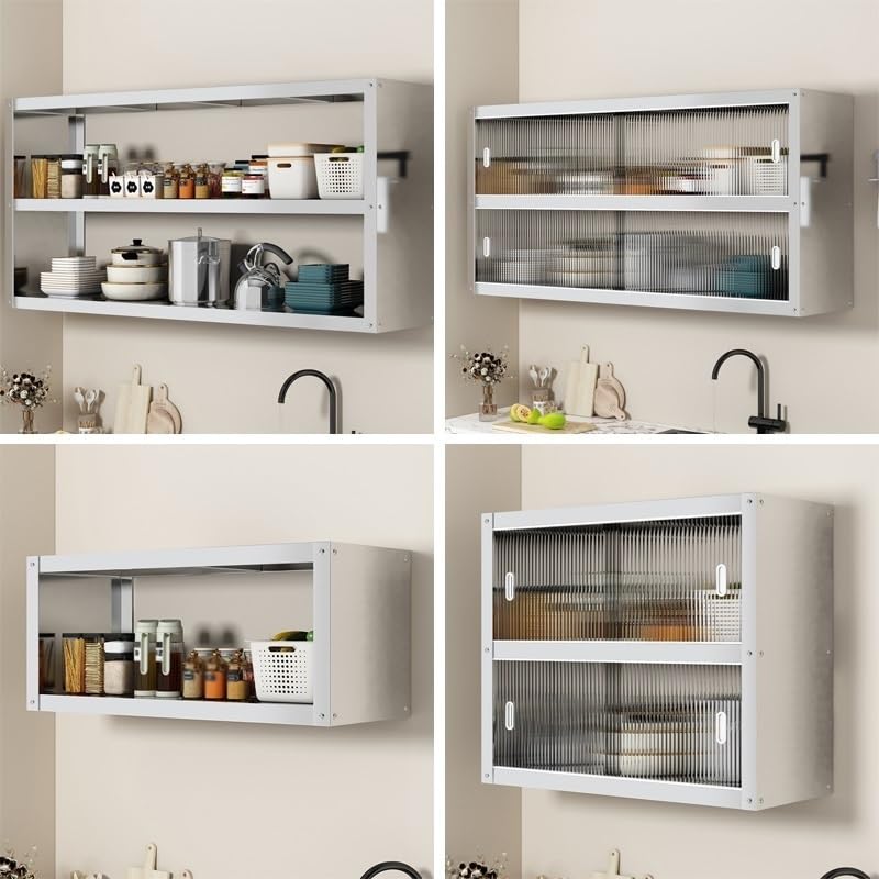 Armadio da parete industriale in acciaio inox, grande capacità, con ante scorrevoli (70 x 30 x 70 cm) per uso domestico e commerciale