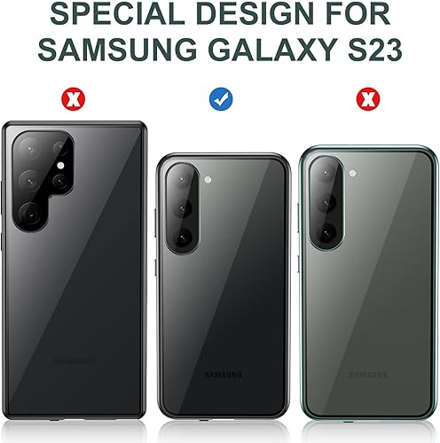 Miniatura 7 de Jonwelsy Funda para Samsung Galaxy S23, 360 grados frontal y trasera de vidrio templado transparente Protección de cuerpo completo Adsorción