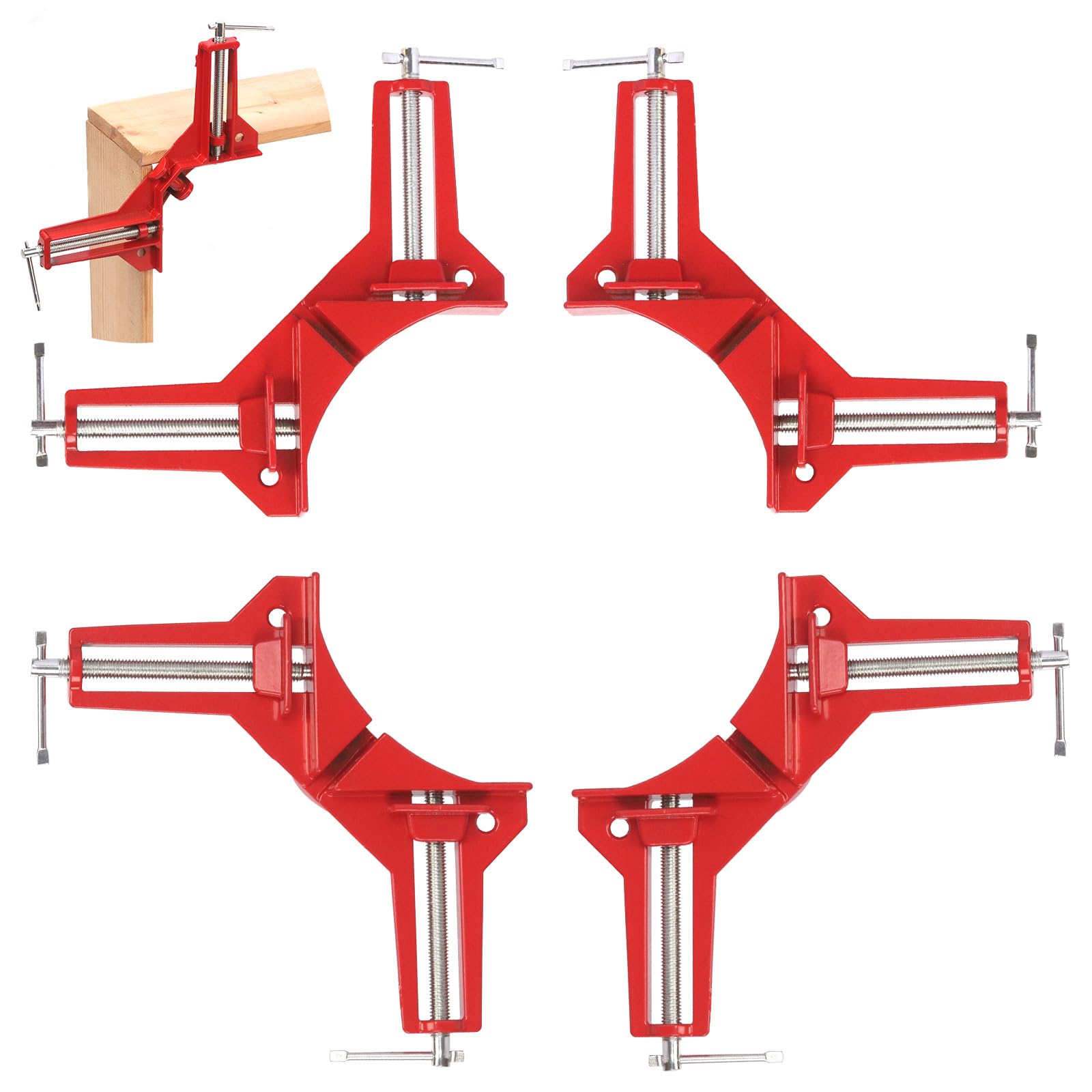 Mardatt 4Pcs 90 Degree Right Angle Clip, Picture Frame Corner Clamp Aluminum Alloy Fixed Corner Clamp, Multi-Function Hand Tool Right Angle Clamps, 100MM Mitre Clamps Corner Holder for Woodworking
