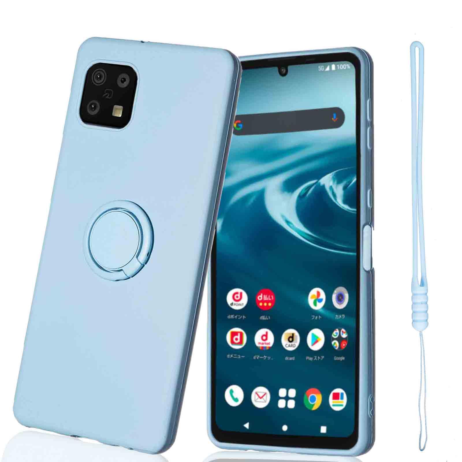 【Aqier】SHARP AQUOS sense5g sense4 lite basic SH-41A SH-53A SHG03 用 携帯ケース ソフト スマホケース（ブルー）リングケース アクオス センス4 センス5g 極薄 TPU 耐衝撃 スタンド機能 360°回転 車載ホルダー カバー シャープsense4 basic Blue