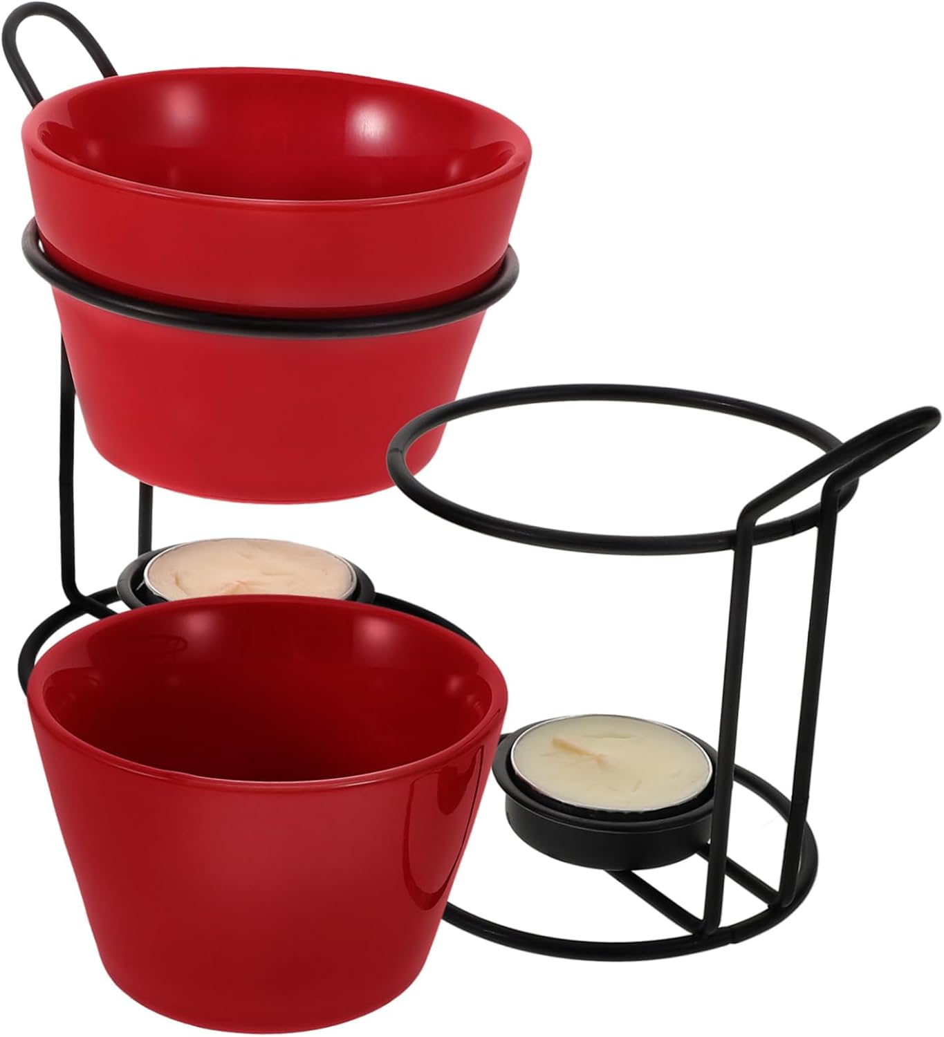 Ceramic Butter Warmer 2 Sets with Iron Stand for Melting