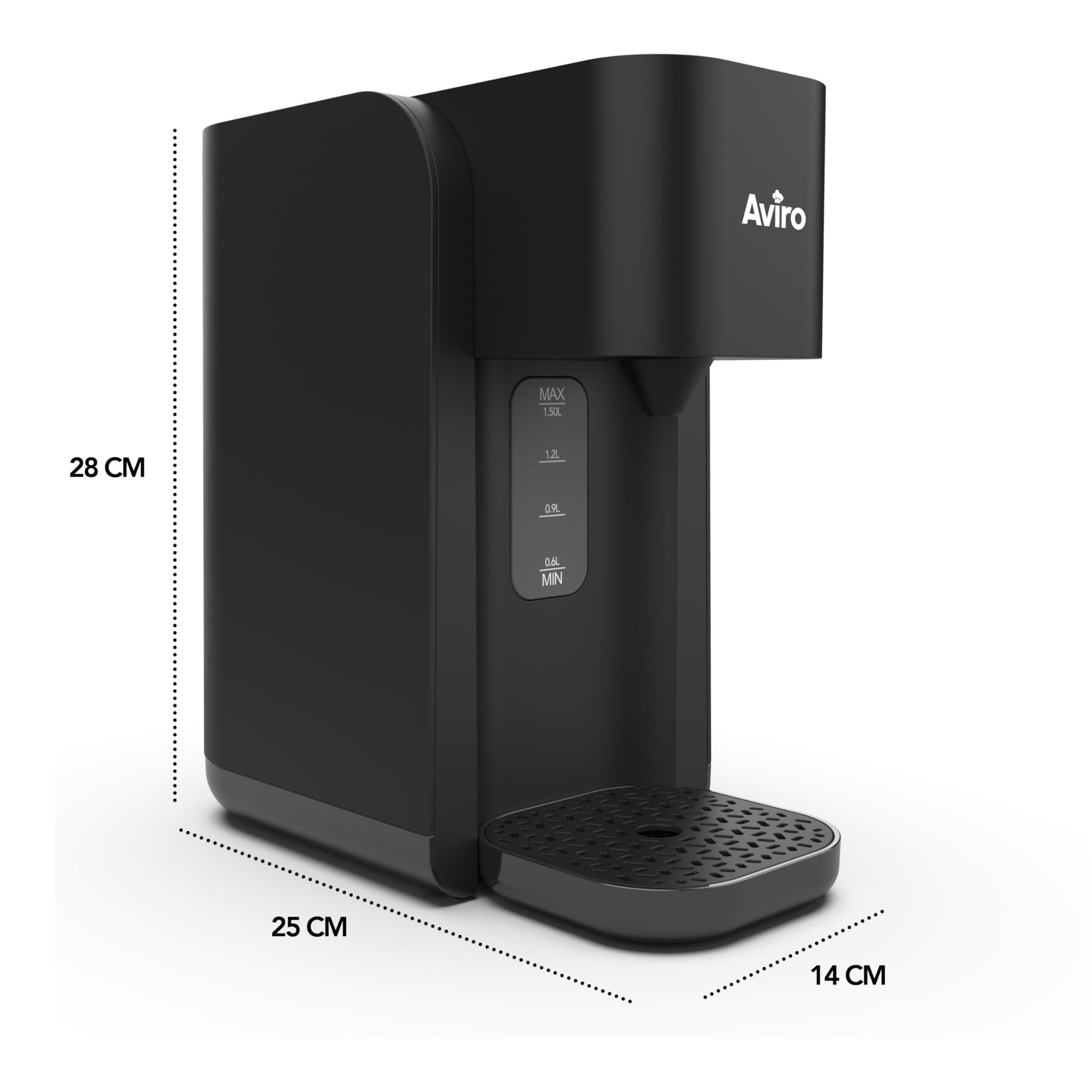 Aviro Heißwasserspender – Heißwasserhahn – 100 °C – Luxus-Schnellkocher – 2200 W – 1,5 l Schwarz