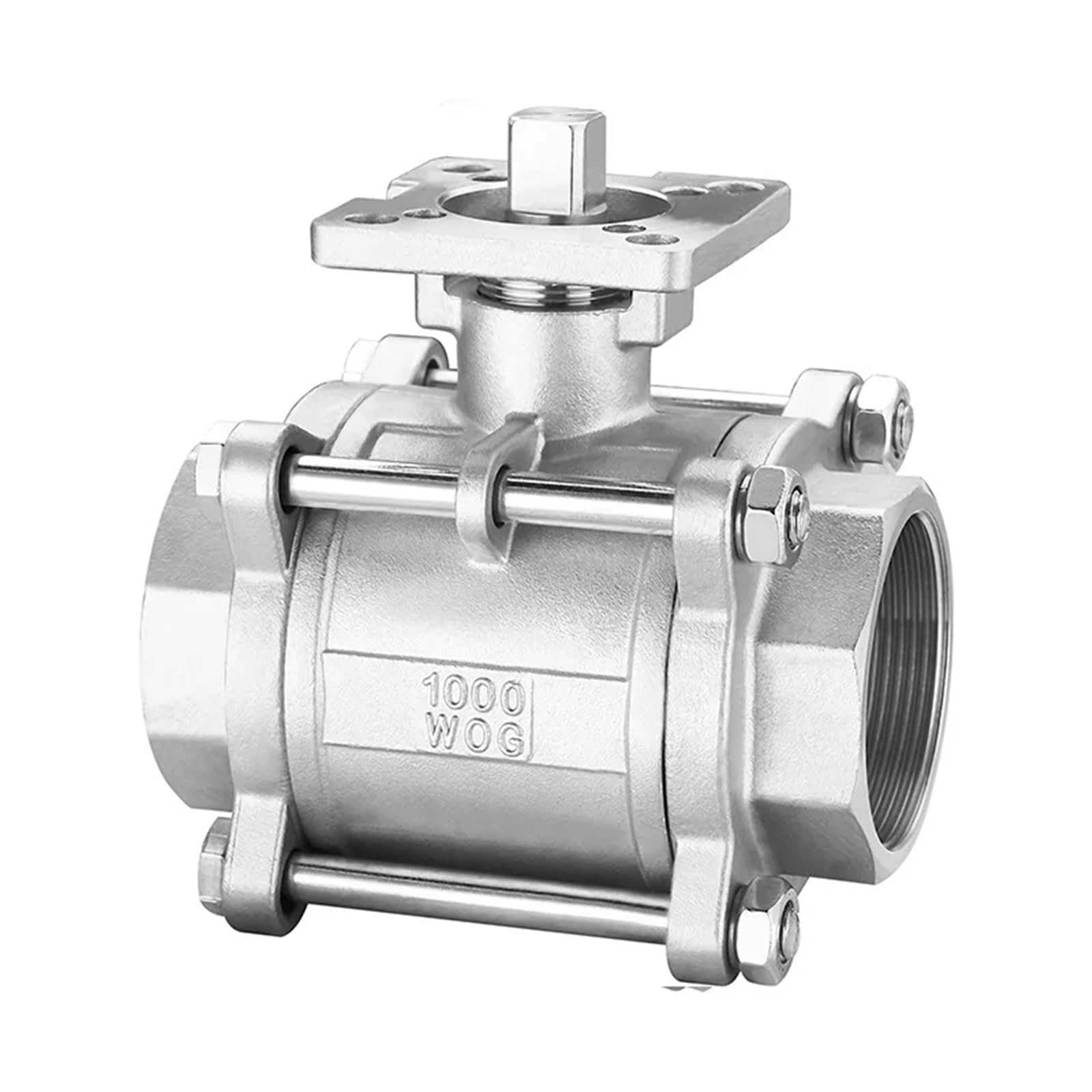 Vanne à bille trois pièces à filetage femelle en acier inoxydable SS304 durable