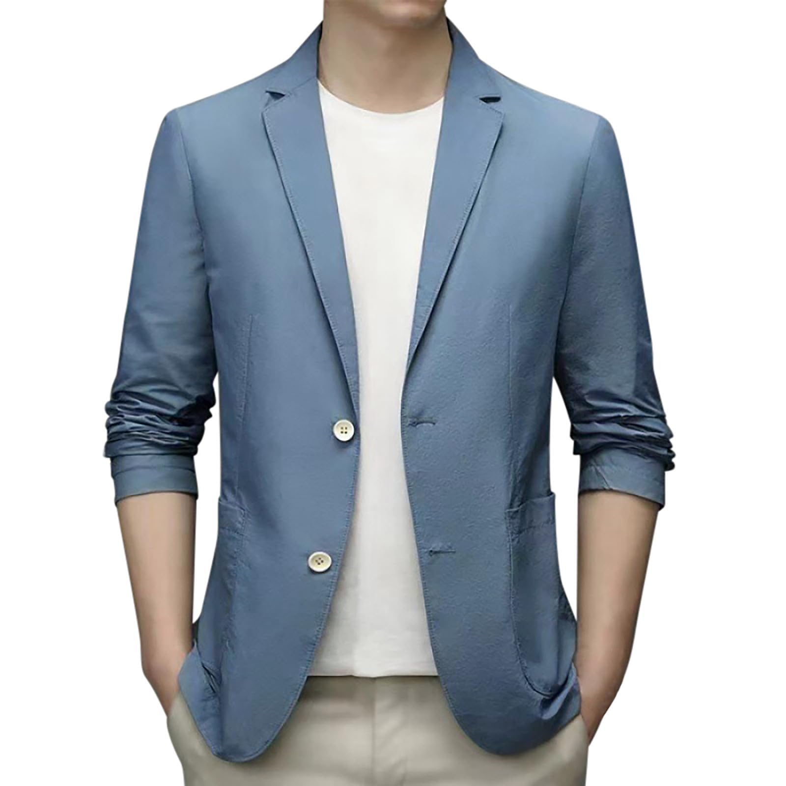 Giacca estiva leggera da uomo, leggera, sfoderata, sportiva, primaverile ed estiva, vestibilità slim fit