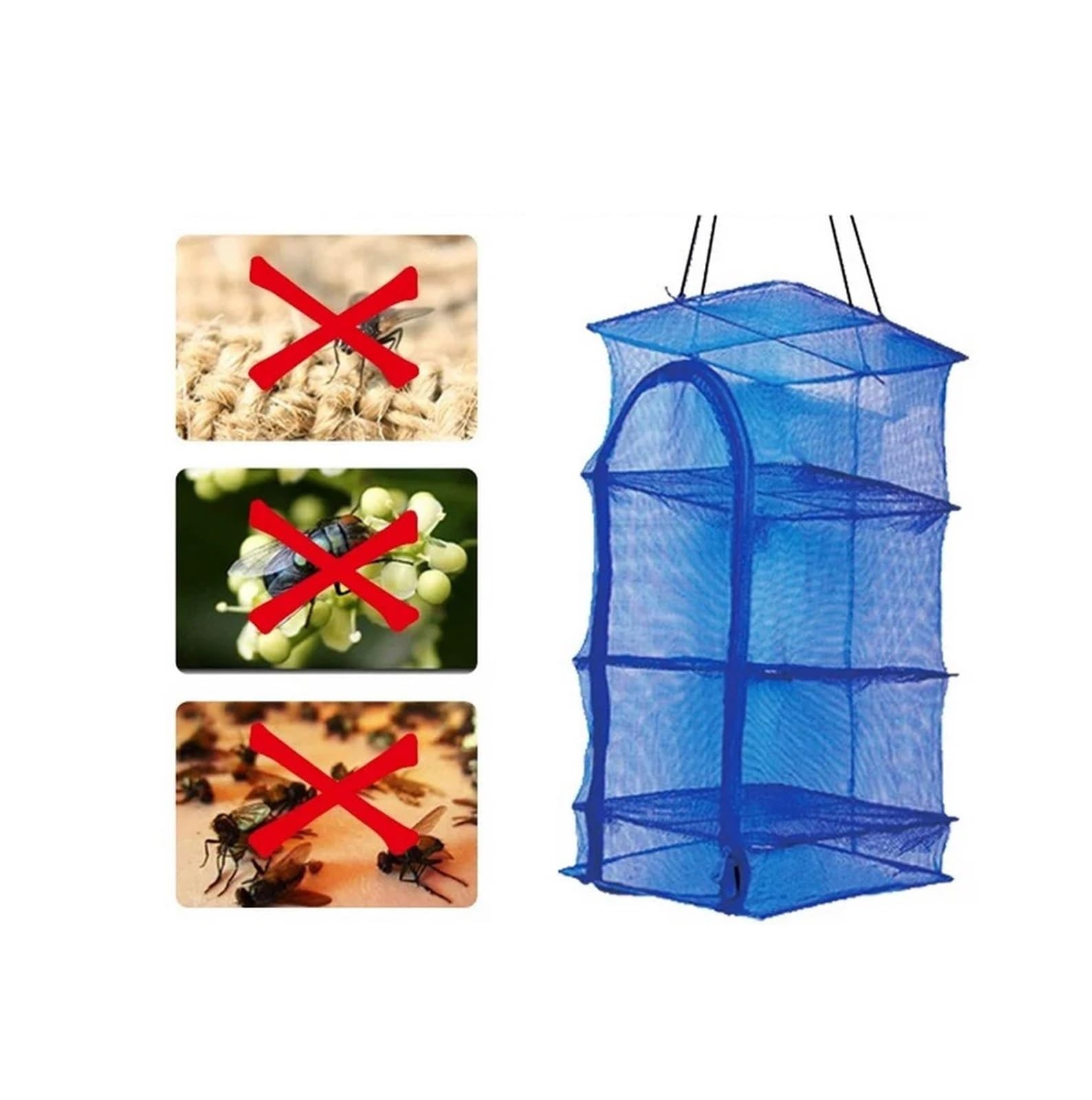 Rete essiccazione, griglia per pesce, verdura, frutta, carne, gabbia anti-mosca, ideale per uso domestico e all'aperto Rete per Essiccazione(35X35X35cm)