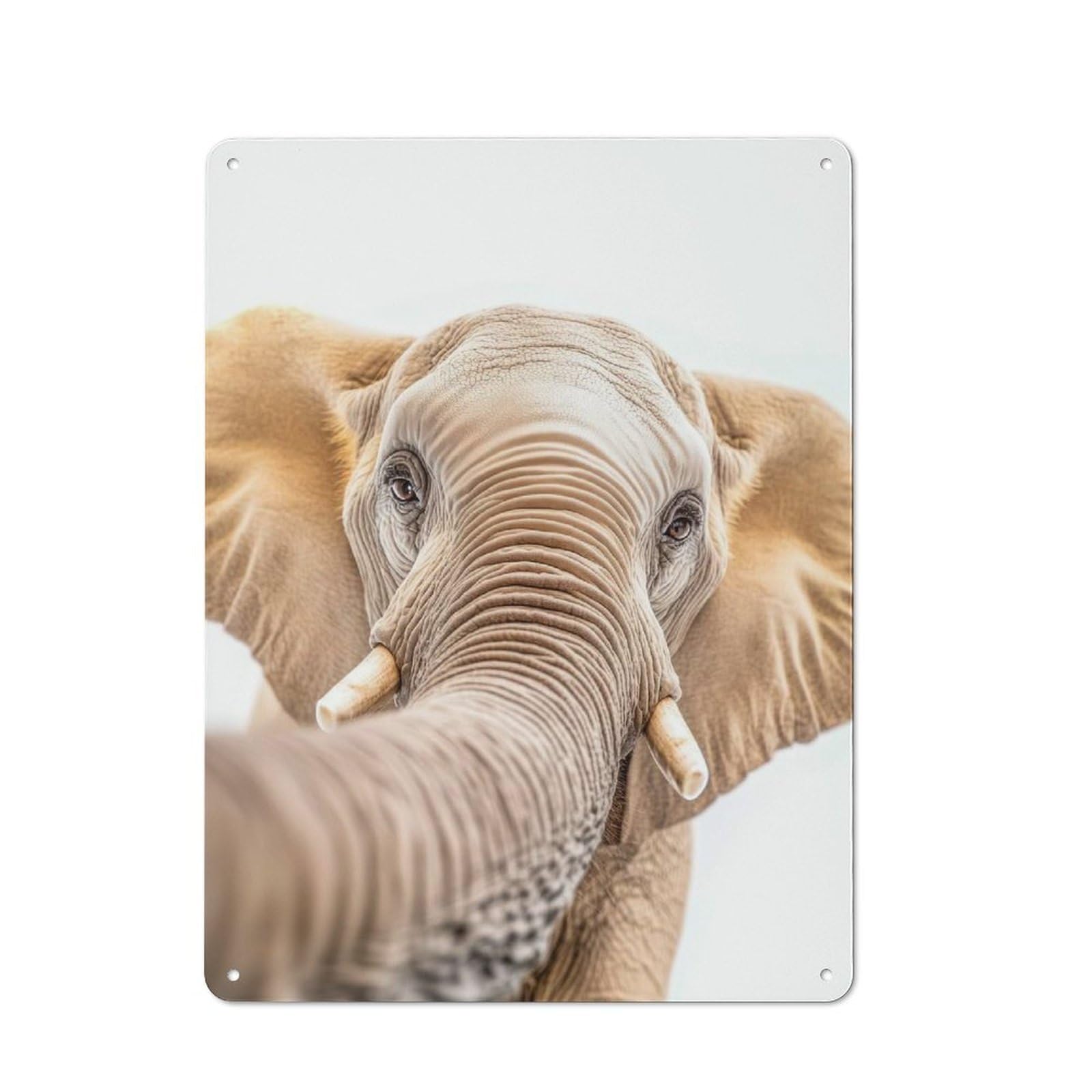 Elephant Selfie Decorative Metal Wall Decor 40x30cm, Vintage Metal Sign for Hallway, Home Bar, Garage Or Study