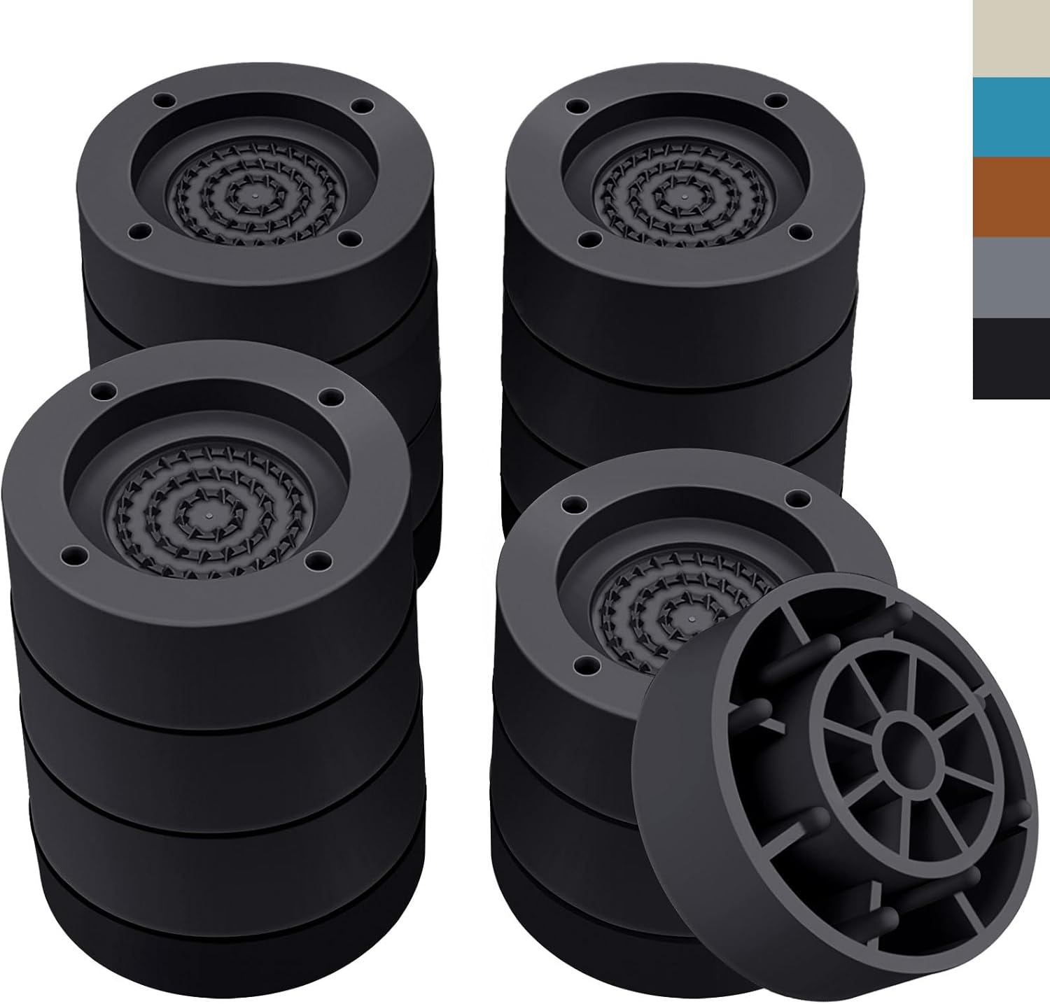 Furniture Risers 3 inch?Round Bed Risers Heavy Duty?Elevation in Heights 1, 2 or 3 Inch for Chair Table and Desk Legs Lifting?Adjustable Bed Lifts Risers(Pack of 4 Riser,Black)