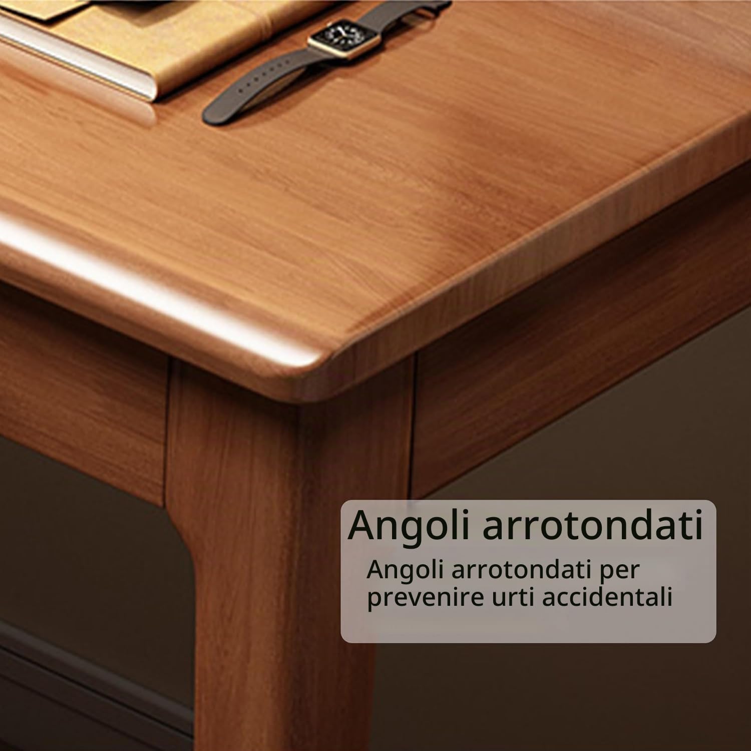 Scrivania moderna in legno massello di metà secolo, tavolo da studio con cassetto portaoggetti, per casa e ufficio compatto (100 cm)