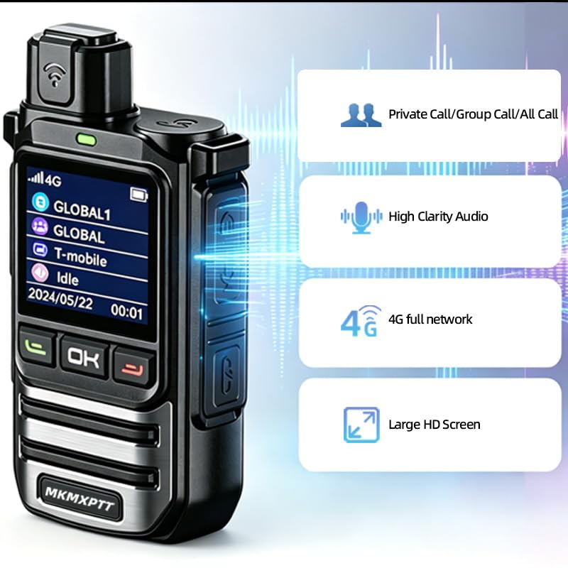 4G/5G LTE Walkie-Talkie Sprachverschlüsselung 6000mAh Akku unbegrenzte Reichweite Typ C Ladefallbeständig Global SIM kompatibel 【SIM-Karte lebenslang kostenlos】