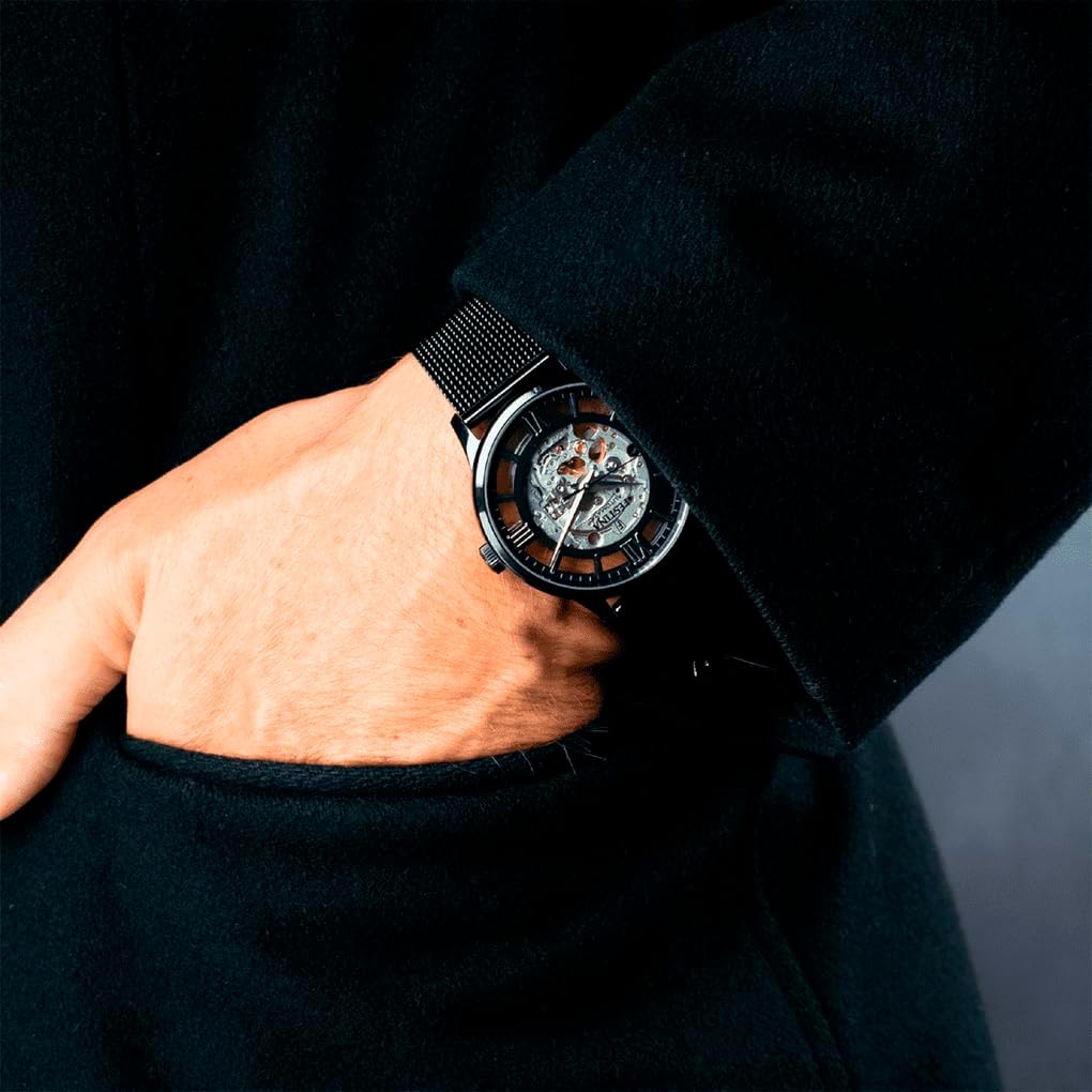Festina Montre Homme Automatique en Acier Inoxydable 316L Noir Montre Analogique Homme - Verre Saphir Haute Résistance - Étanche 5 ATM F20535/1 — image 3