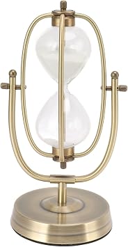 Hour Glass,Hourglass Timer Metal Hour Glass Brass Hour Glass Modern Hour Glass Timer Decorative Sandglass Clock for Home Decoration Small 15mins Rotating