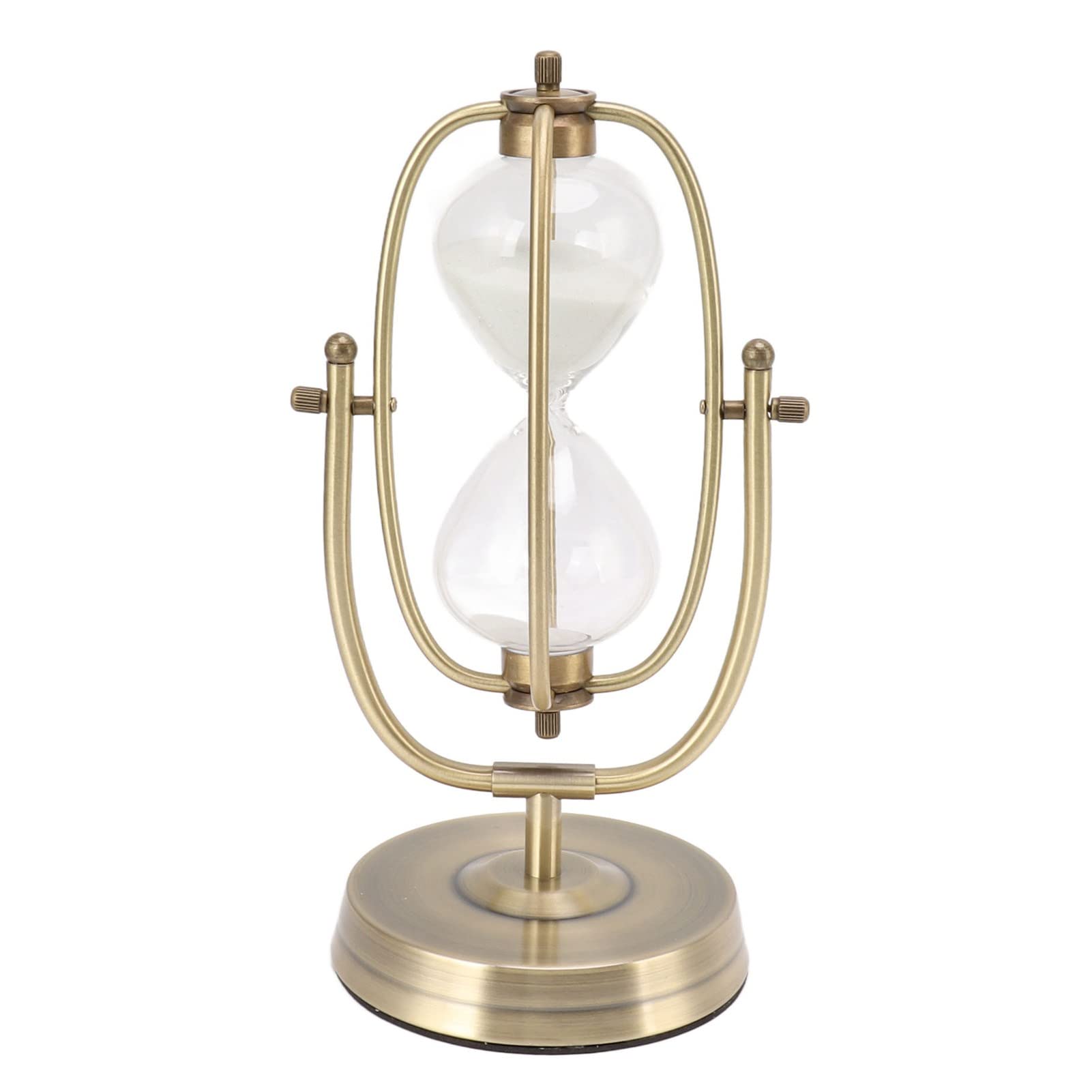 Exquisite Handgeschmiedete Sanduhr-Timer-Ornament, Poliertes Galvanisiertes Metall, Glas-Sanduhr für Heimdekoration (Klein, 15 Minuten rotierend)