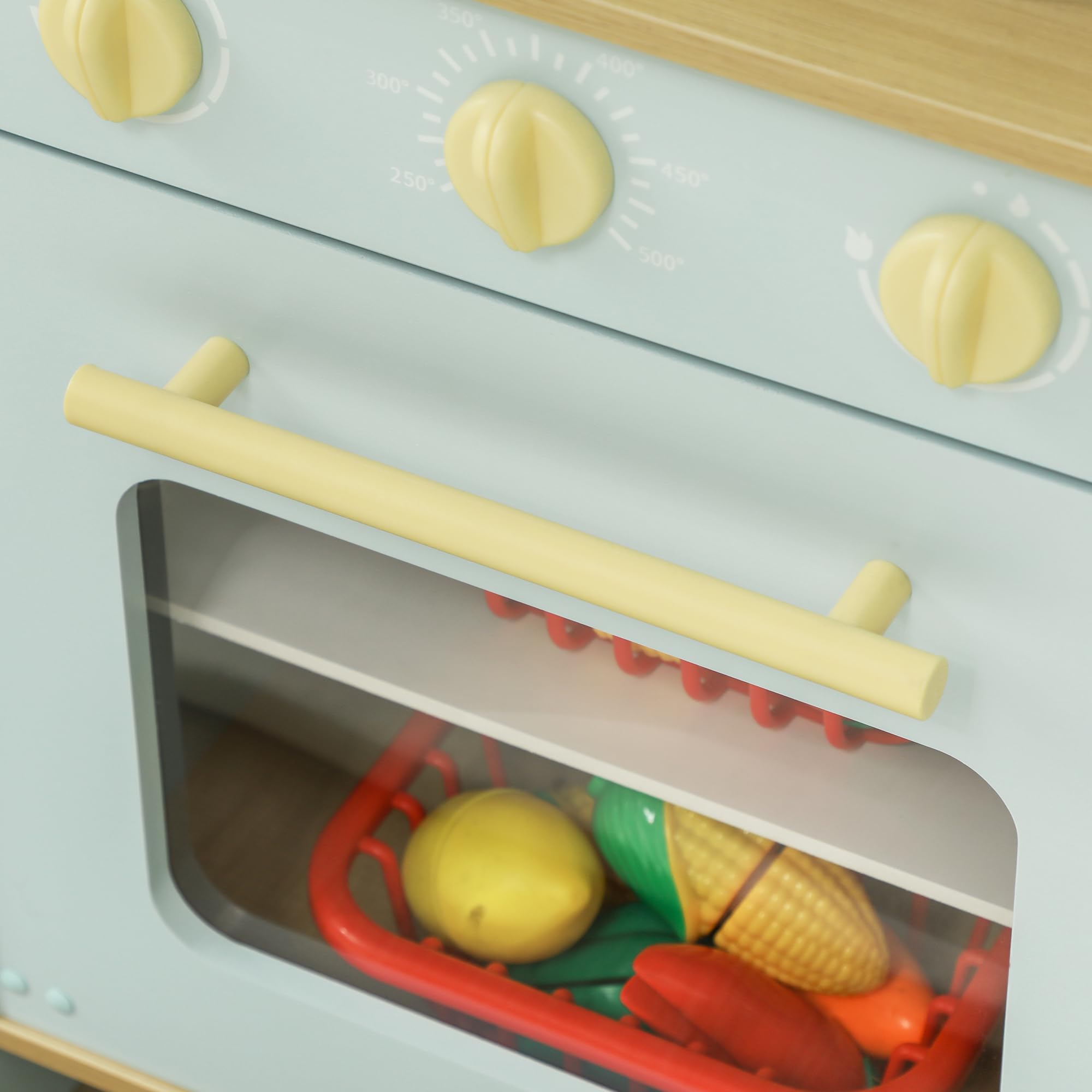 AIYAPLAY Cocina de Juguete para Niños +3 Años Cocina de Madera Infantil Cocinita Infantil con Sonido Fogón Horno Grifo Fregadero Microondas y Accesorios de Cocina Azul