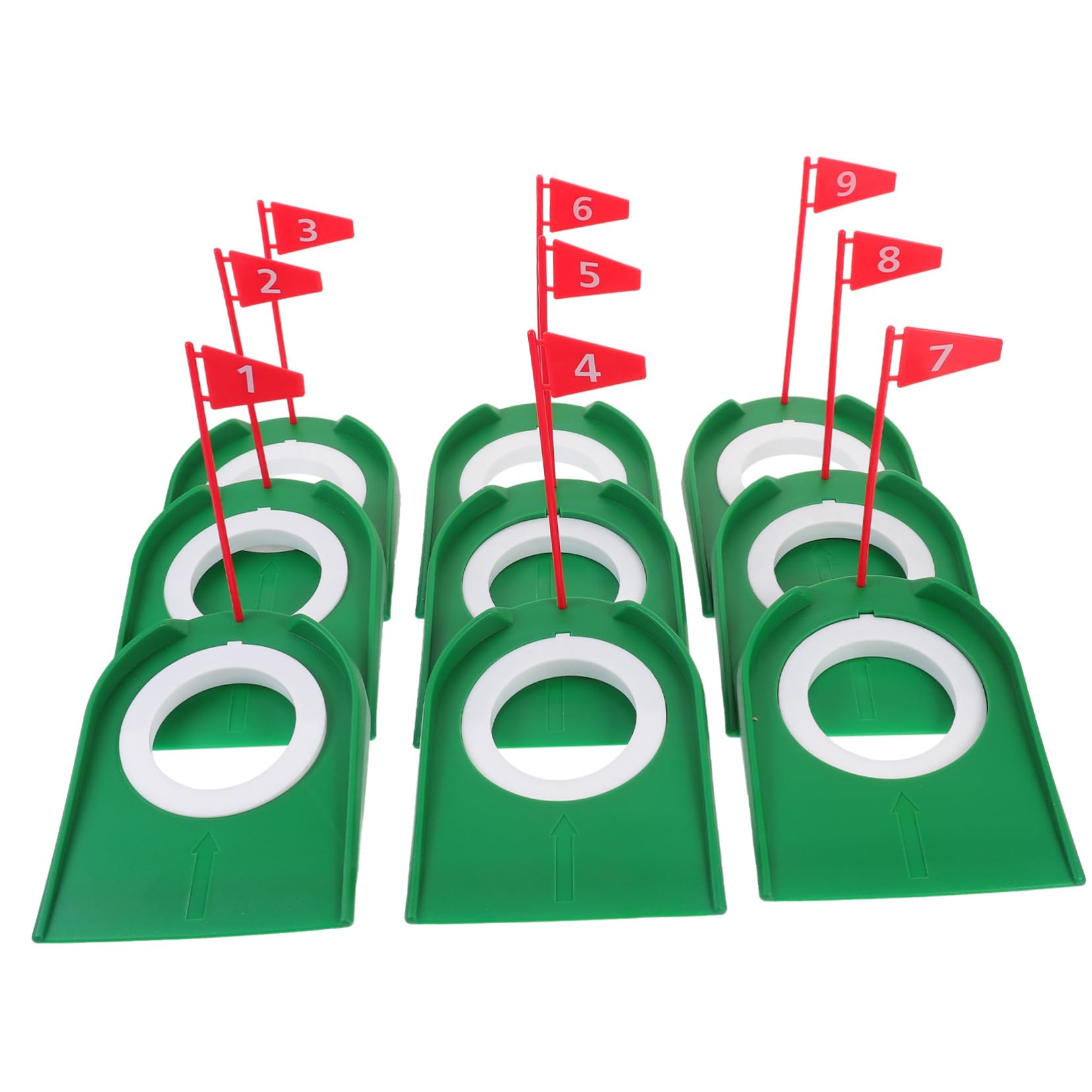 Hohopeti 9 Piezas Práctica Putting Golf Interior Exterior Discos Plásticos con Bandera Desmontable Entrenamiento Precisión Palos Golf Hombre