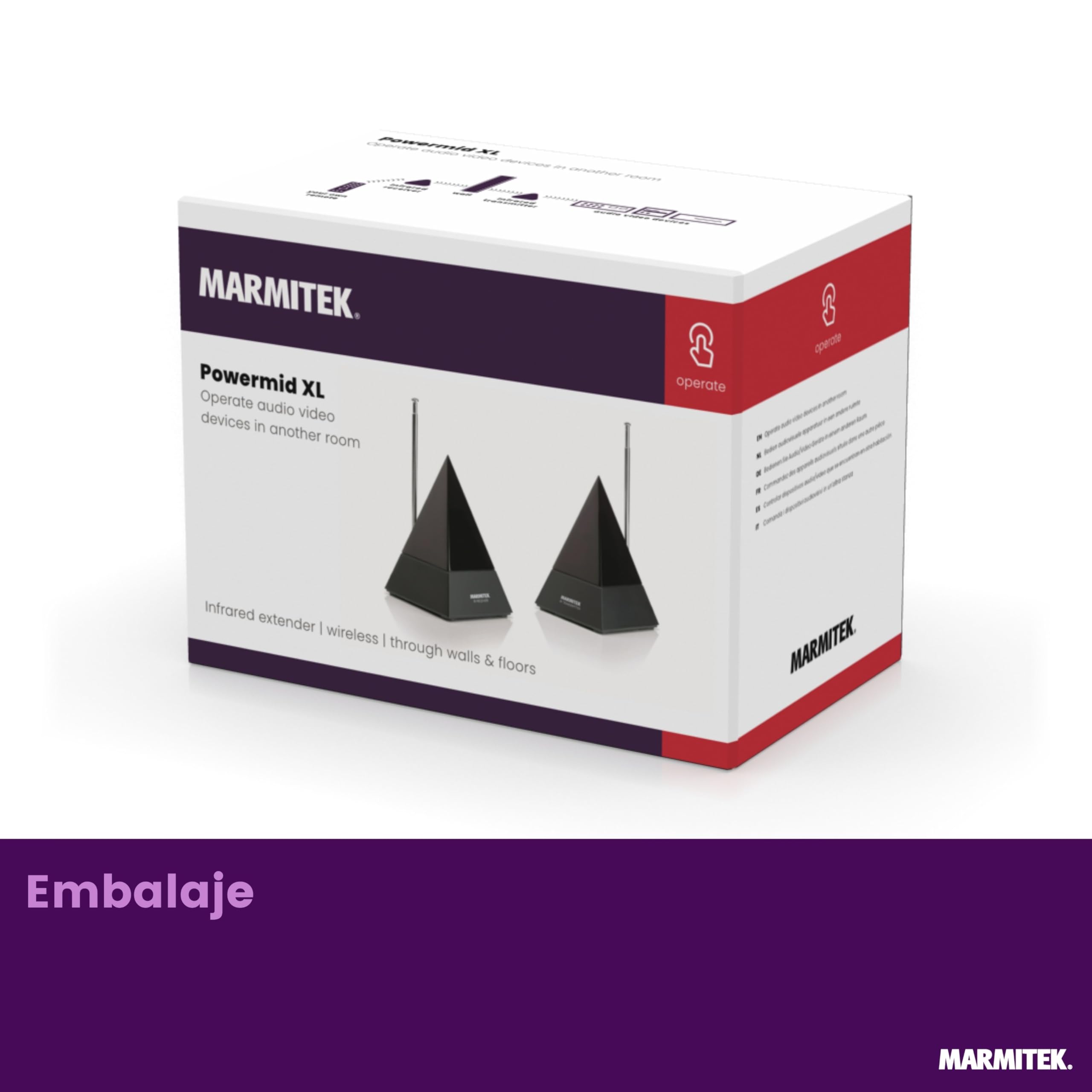 Marmitek Powermid XL - Extensor infrarrojo inalámbrico a través de Paredes | Repetidor IR para controlar equipos en otra habitación, RF hasta 25 m, Plug & Play para TV, decodificador, receptor y audio