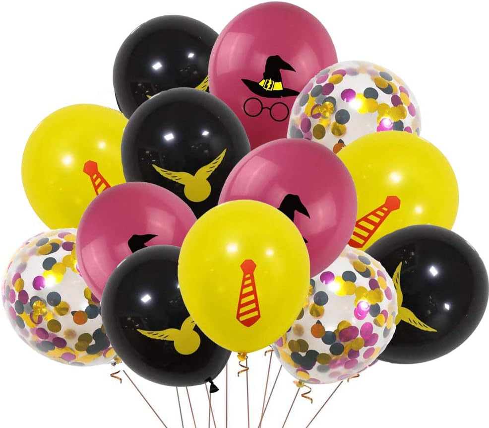 Harry Potter Pattern Balloons, 40 PCS 12 Inch Latex Balloons Harry Potter Color Confetti Balloons Kit for Baby Children Kids Birthday Party Baby Shower Harry Potter Theme Party Supplies