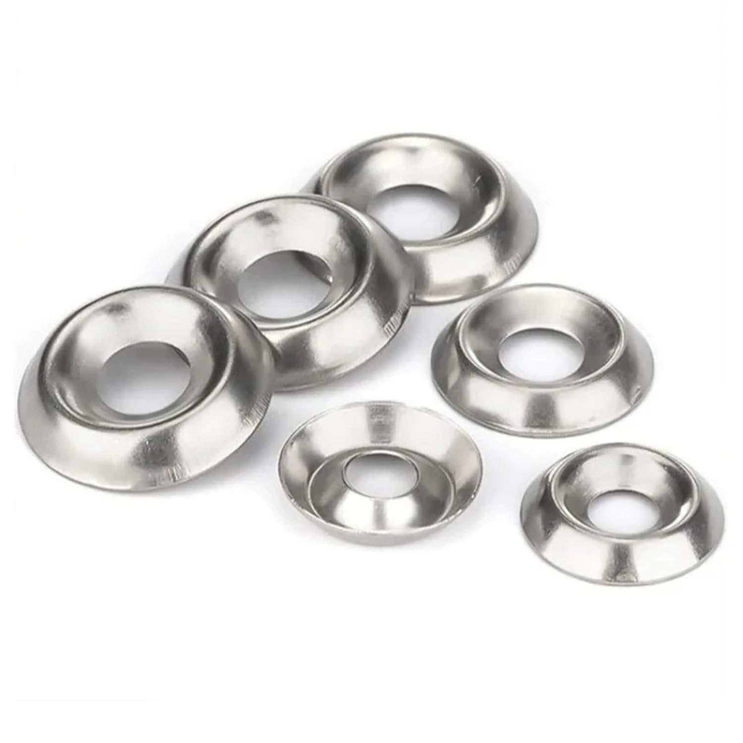 Countersunk Washer 200pcs 304 Stainless Steel Conical Washer Countersunk Concave-Convex Hollow Cone Decorative(M6x17x3.5mm-100pcs)