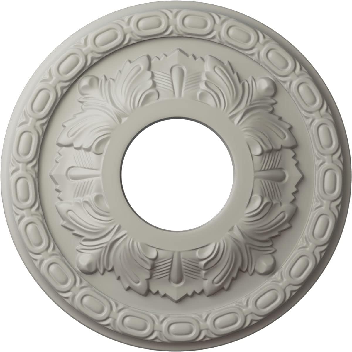 Ekena Millwork CM11LFPCF 11-3/8" x 3-5/8" x 1-1/8" Leaf Ceiling Medallion, Pot of Cream
