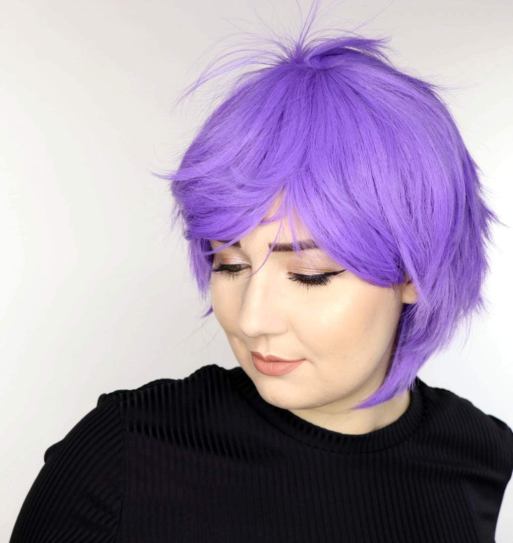 Prettyland Light violet Wig Short Pixie Fringed Wild Cut Frisur Straight Wig halloween Daily C157, Light violet C157 - Image 5