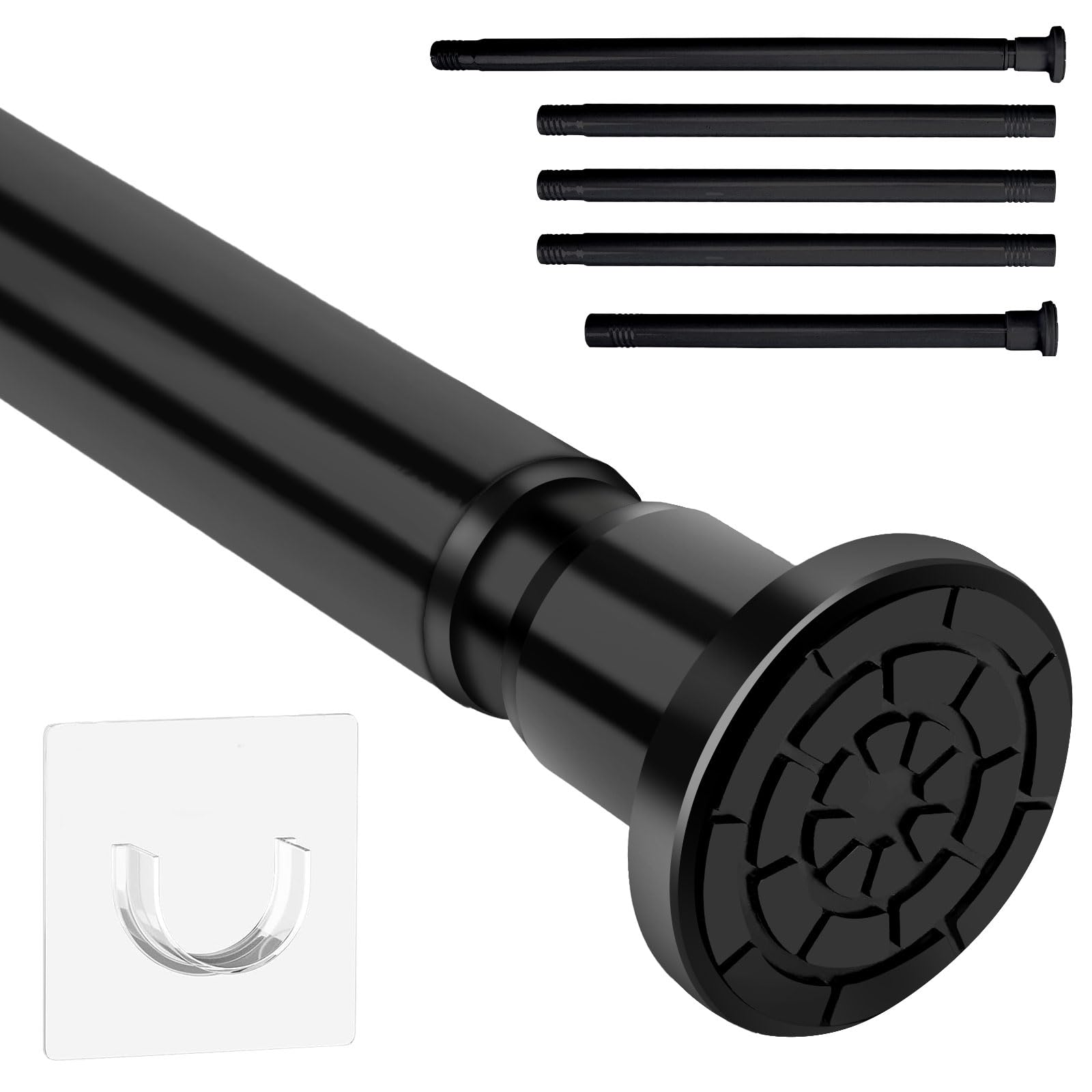 Schwarze Klemmvorhangstange ohne Bohren, 71-199 cm verstellb