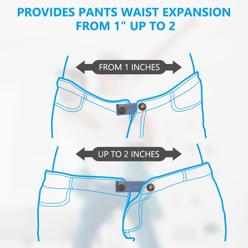 Vicloon Denim Waist Extenders, 4 Pcs Waist Extender Button, Trouser Extenders Waistband Extenders - Image 4