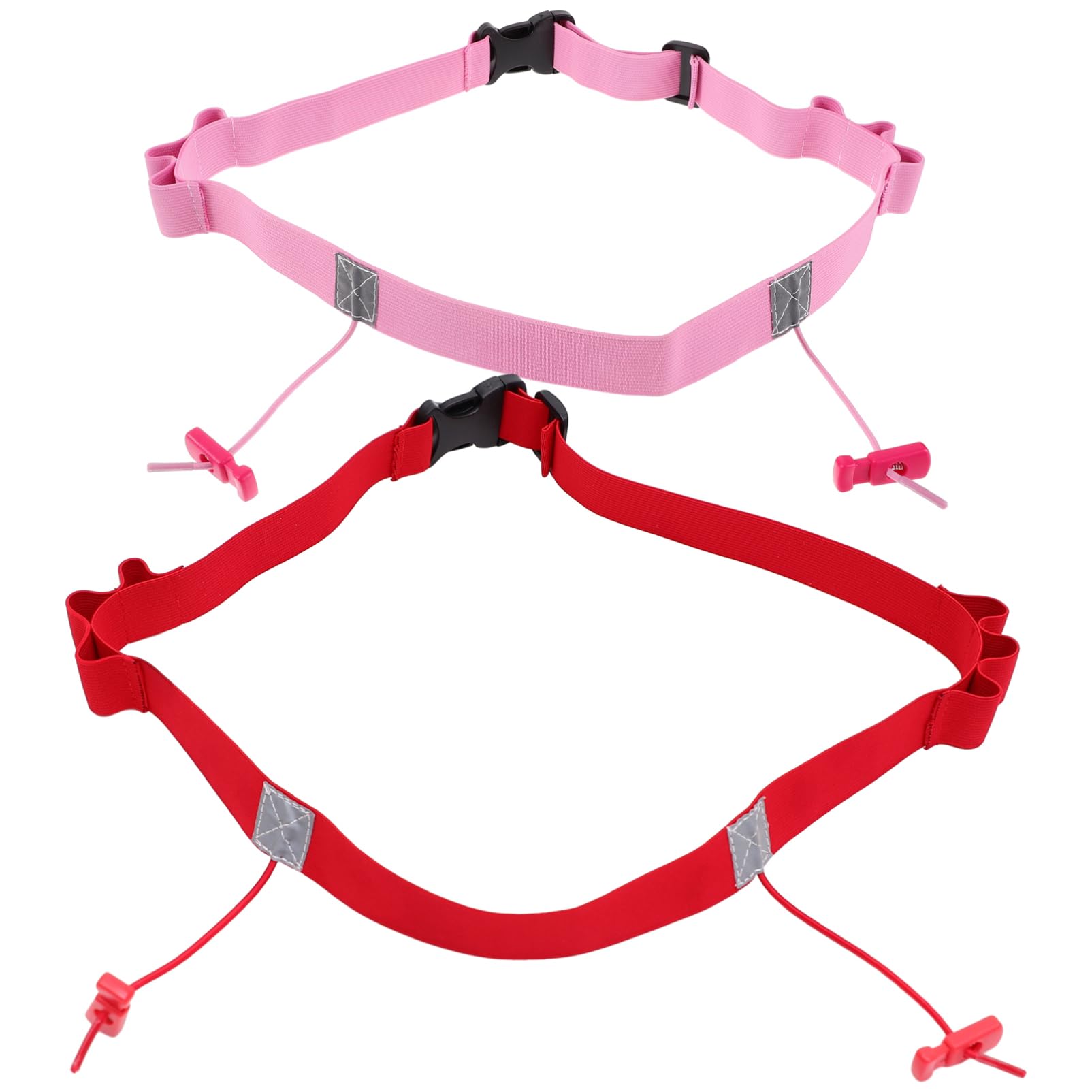 FRCOLOR 2Pcs Reflective Safety Race Belt for Runners Bib Holder for Marathon Lightweight and Comfortable Red and Pink for All Athletes