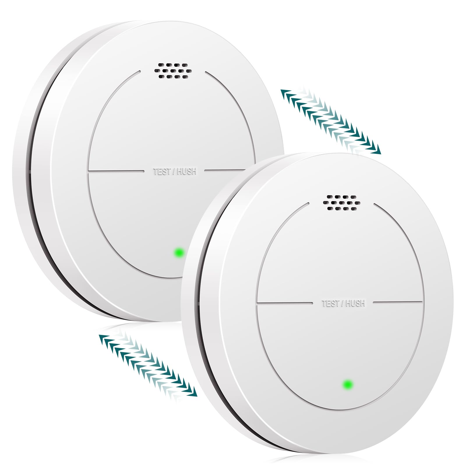 Safeliveo Detector de Humo interconectado, Detector de Incendios con batería de 10 años, Certificado por TUV Rheinland con Alarma Audible de 85 dB, función silenciosa de SL-S15R,2 pièces