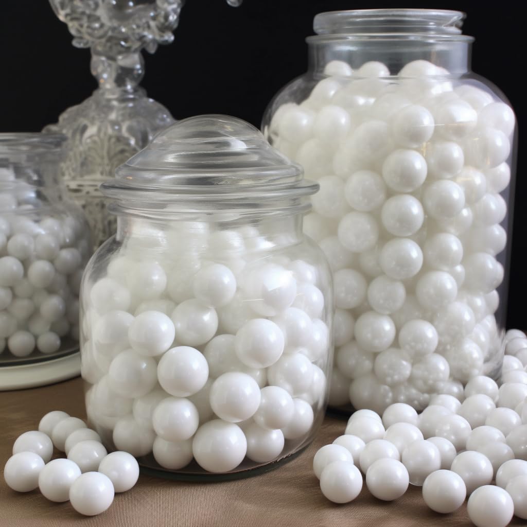 White Pearl Gumballs 1 Inch-2 Pound Bulk Bag For Corporate Events & Weddings-Delicious Edible Bubble Gum Balls (Pack of 2)