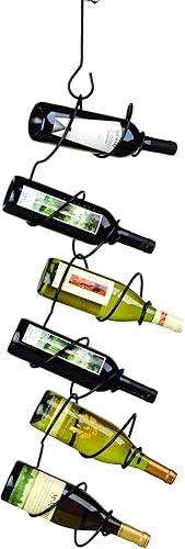 Climbing Tendril - Botellero colgante de 6 botellas, metal, techo o pared, diseño de conector para almacenamiento de vino de primera calidad