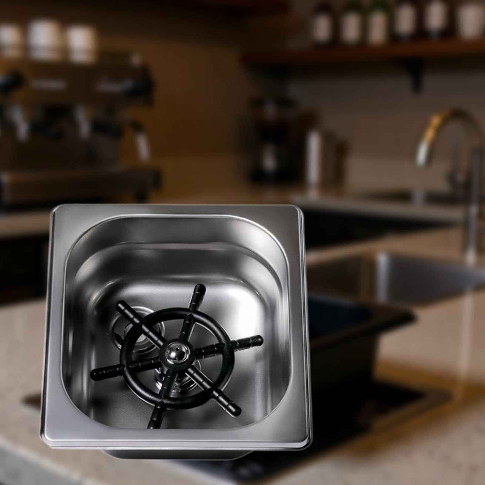 Generic Lavavasos Automático de Encimera, Enjuagador de Vasos de Acero Inoxidable, Fácil Lavado de Vasos con Cinco Orificios de Agua, Accesorio para Fregadero, Plata