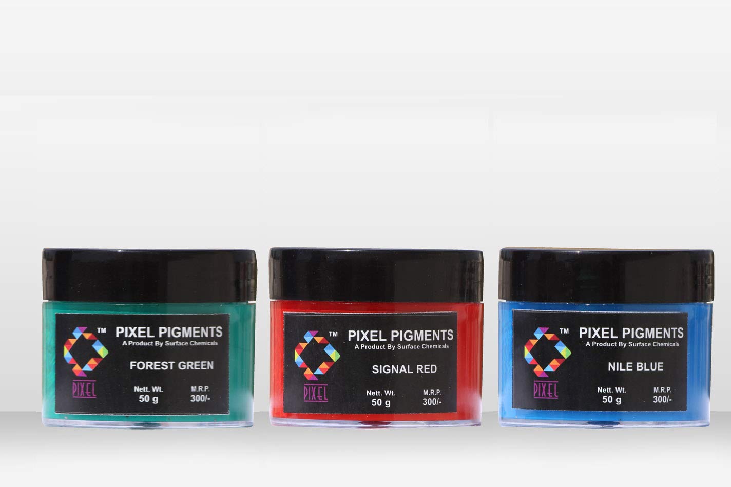 PIXEL PIGMENTS , Combo of Selected Epoxy Resin Art Colors (Set of 3 - Forest green , Signal Red , Nile Blue)