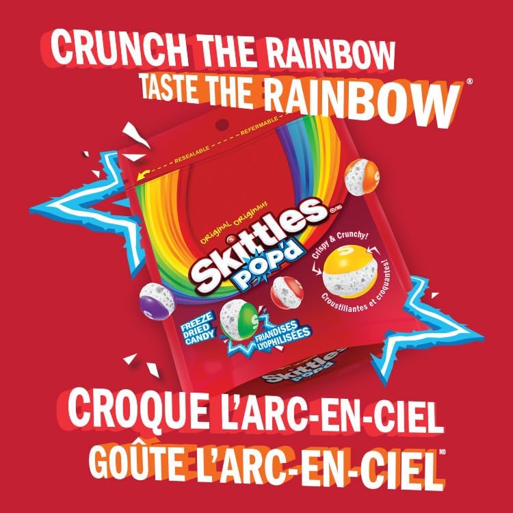 SKITTLES POP’D Original Freeze-Dried Candy, Crunchy Fruity Candy Snack for Sharing, Movie Nights & Parties, 155g - Image 9