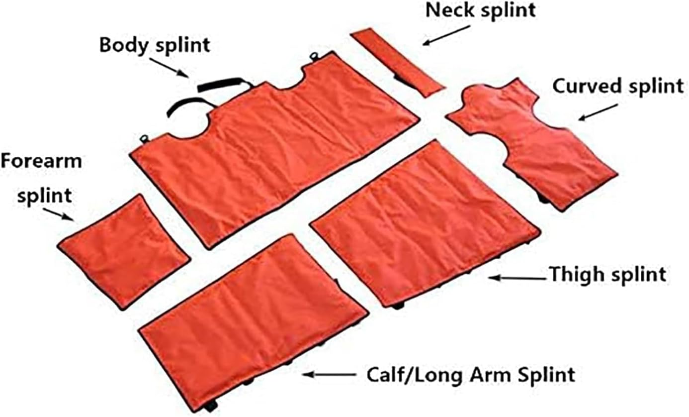 Portable First Aid Air Splint Set, PVC Inflatable Multiple Combinations Emergency Vacuum Bone Fracture Immobilization Splint with Pump, Can Be X-rayed, Immobilization Body and Limbs