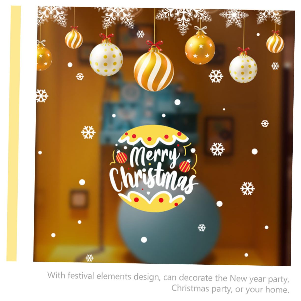 4 Feuilles Autocollants statiques de Noël autocollant de porte de noël autocollant de christmas decorations décorations noel décor d'or stickers muraux compacts PVC Cabilock