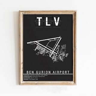 Modern Poster of TLV Ben Gurion Airport Tel Aviv Israel | 11x17 12x18 16x24 24x36 Unframed Print Wall Art | Minimal Traveler Gift | Minimalist Home Office Decor