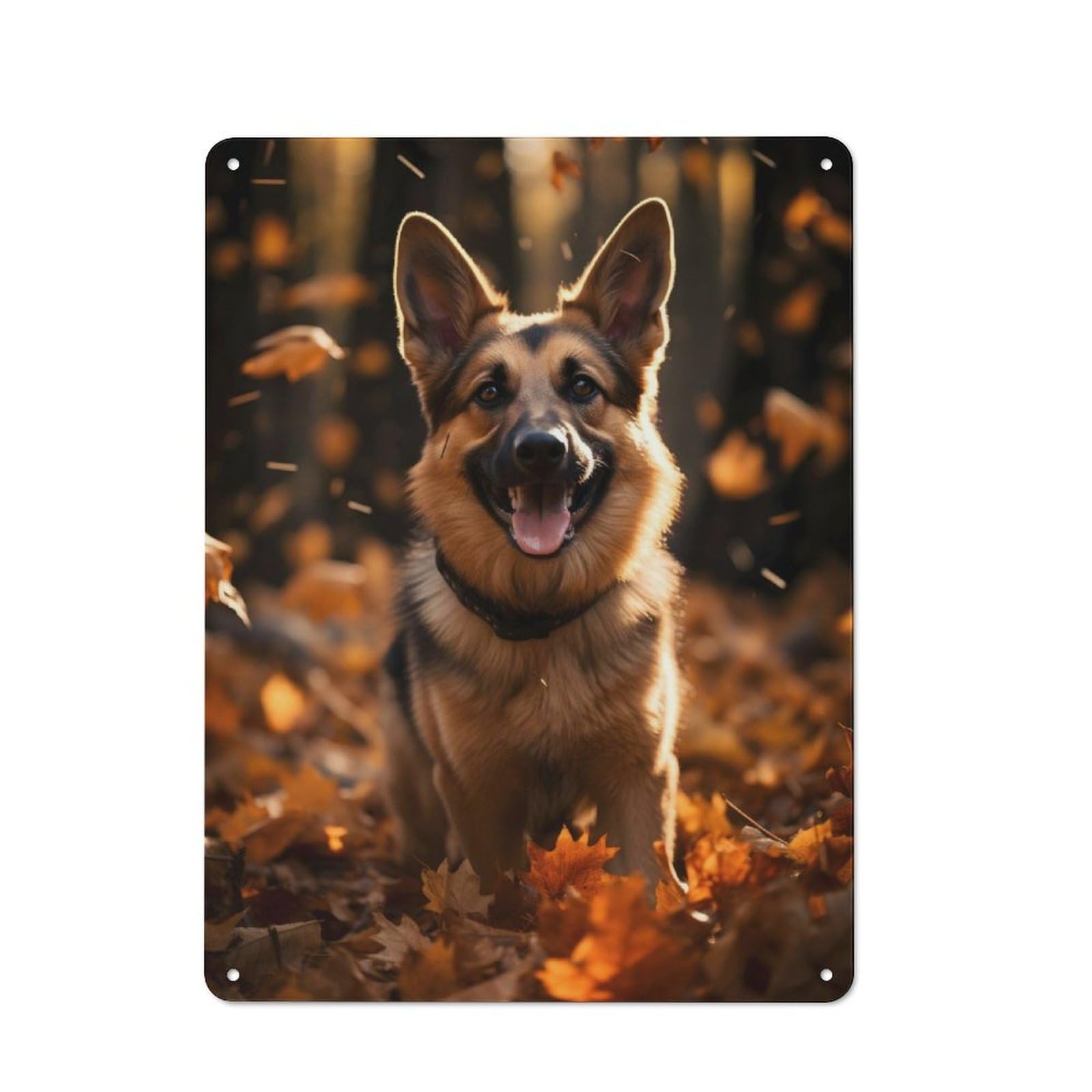 Garden Style Tin Sign 40x30cm Featuring German Shepherd Dog Nature, Shed Wall Decor for Patio Bar, Workshop, Shed Or Kitchen