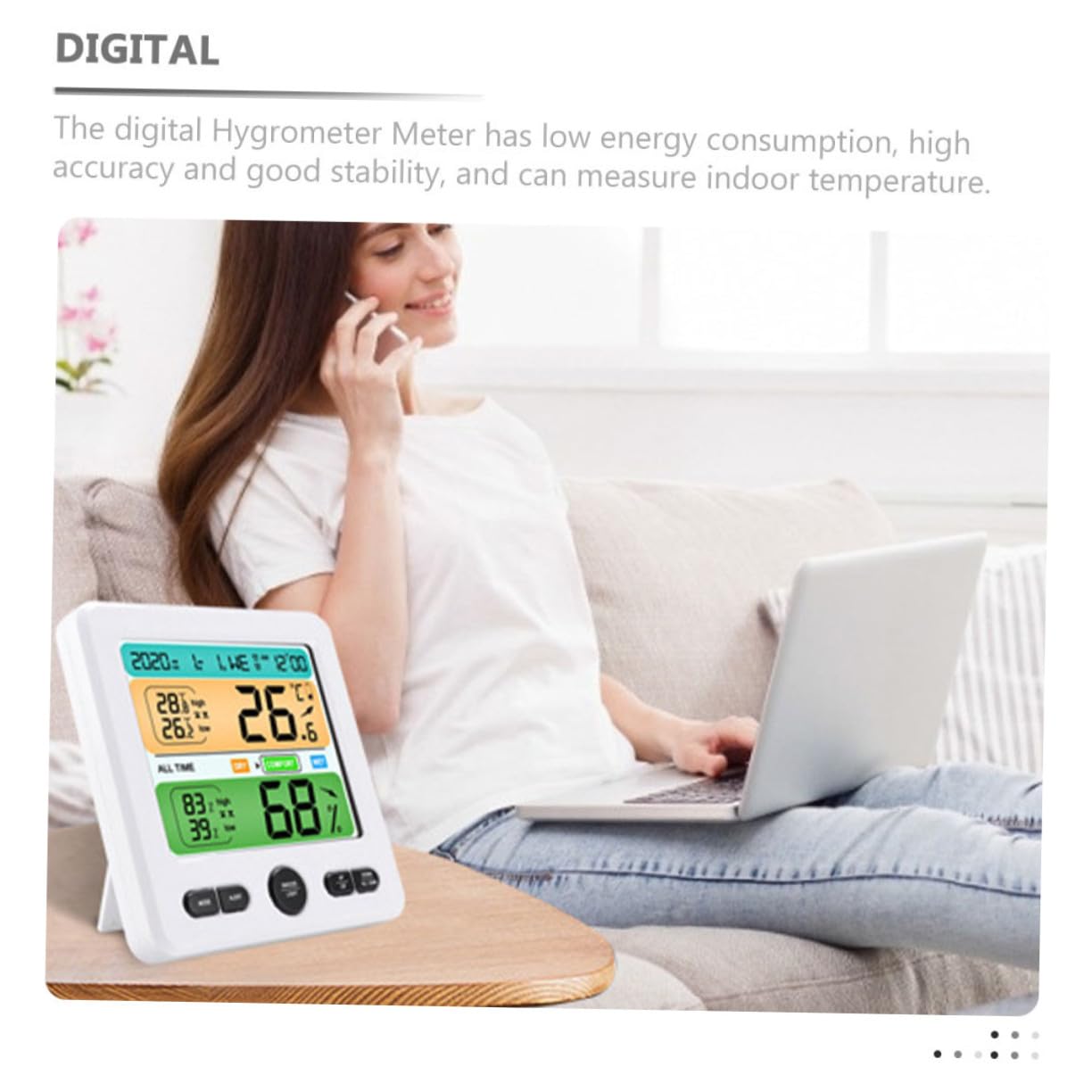 SHINEOFI Igrometro Digitale da Parete per Interni con Display Grande Termometro Umidità Casa Strumento Preciso e Portatile in Abs Misurazione Stabile e Basso Consumo Energetico Serie b