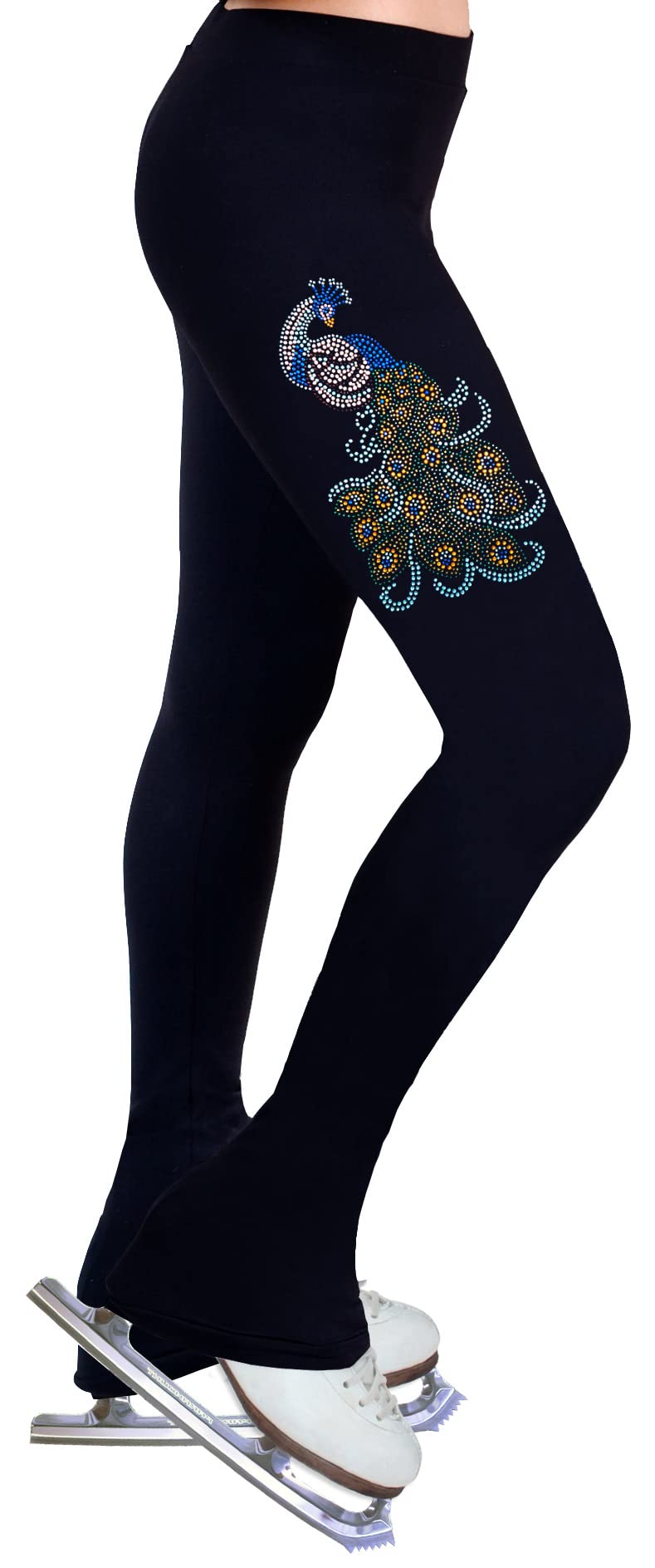 NY2 SPORTSWEAR Figure Skating Practice Pants with Rhinestones R21 - Child Sizes- (Child Medium) Black