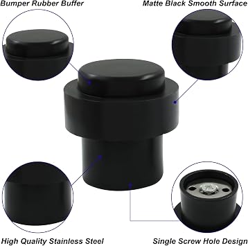 Cylindrical Door Stop, Matte Black, 1.8 Inch