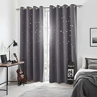 Vista 17 de NICETOWN - Cortinas para habitación de niños con estrellas de corte láser, cortinas de ventana opacas para guardería para bloquear la luz y reducir