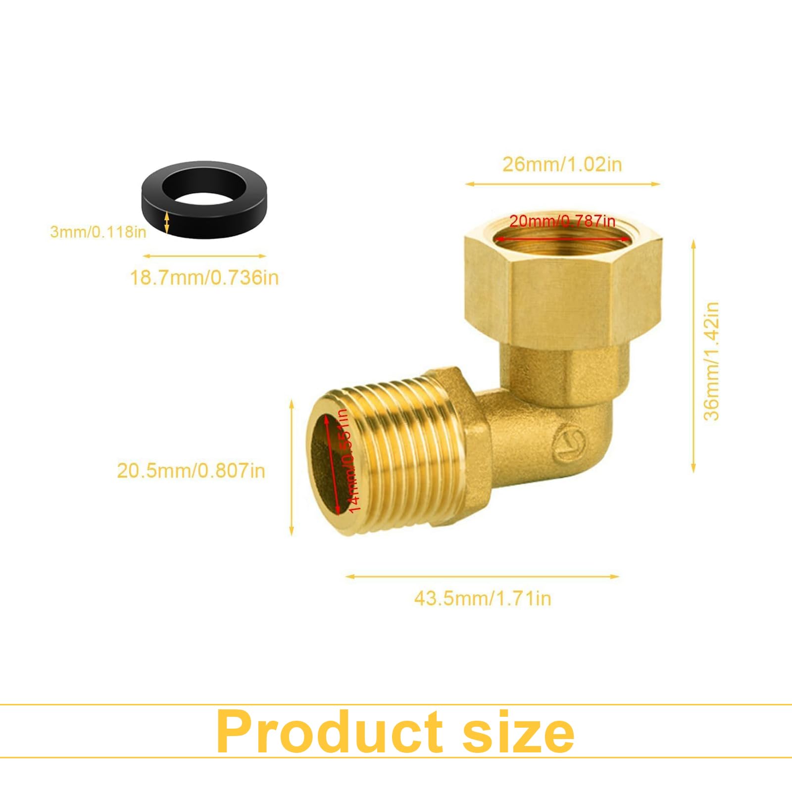 PHMING 2 Pièces Raccord Mobile En Laiton, Coudes En Laiton 90° G1/2" IG/AG, Filetage Intérieur Et Extérieur Coude Avec Rondelles, Avec Écrou Rotatif à 360 Degrés, Pour Le Drainage Des Tuyaux