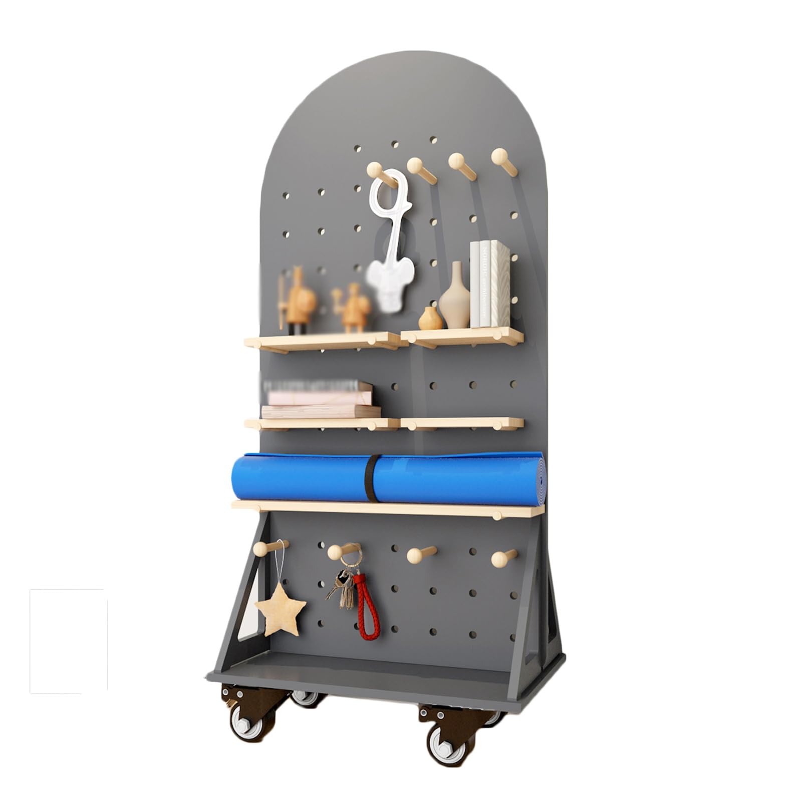 Nizer Outil de panneau perforé en bois amovible – Support polyvalent pour bricolage et étude de cuisine – Système de panneau mural gris pour outils et travaux manuels