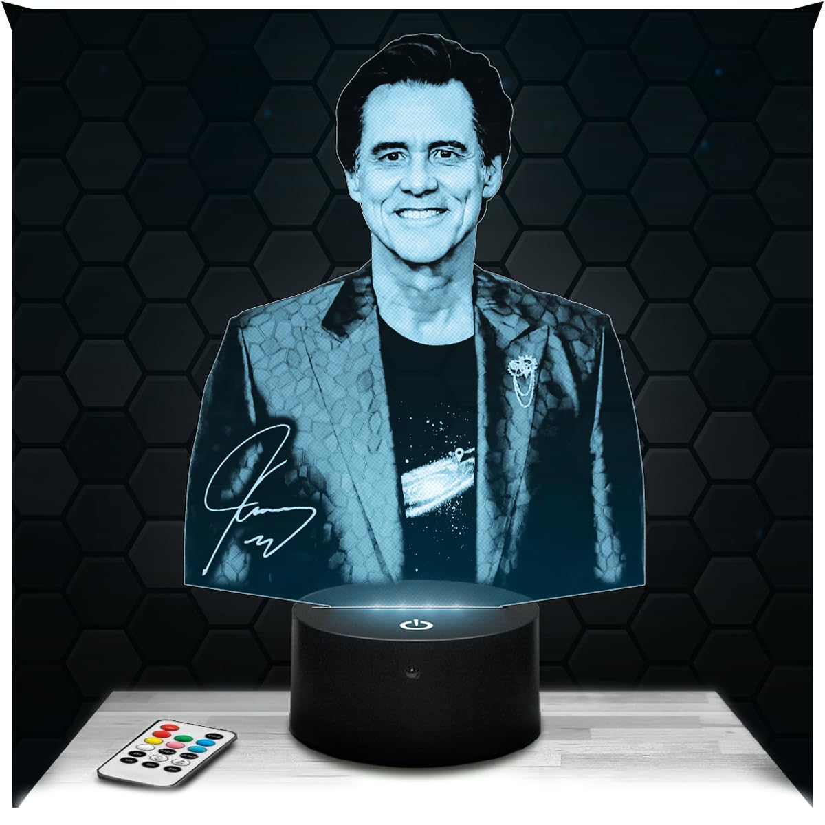 Lampephoto.fr - 3D Lamp Jim Carrey Actor Comedian, Touch LED Night Light, 3D Hologram Effect, Christmas Birthday Gift Idea for Men Women, Bedroom Decoration Object