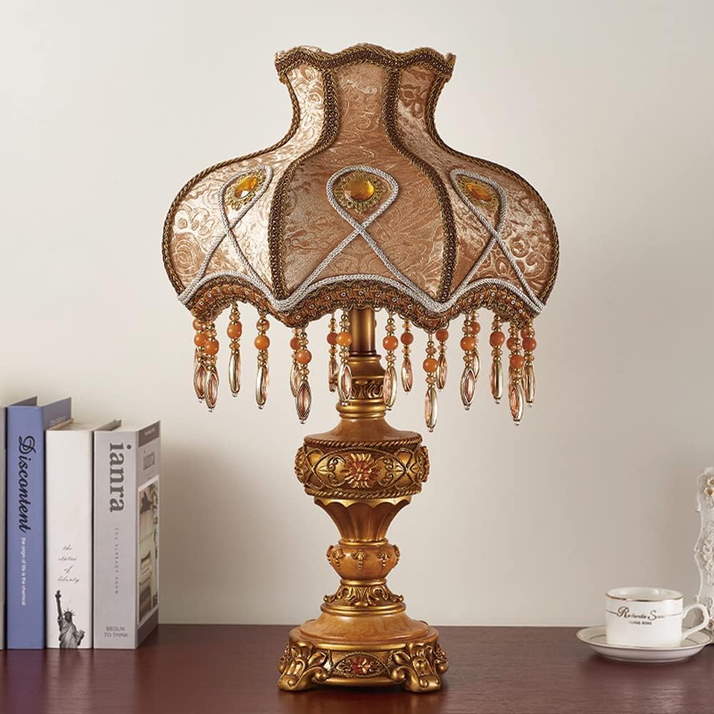 American Retro V-intage Desk Lamp Bedside Table Light Resin Table