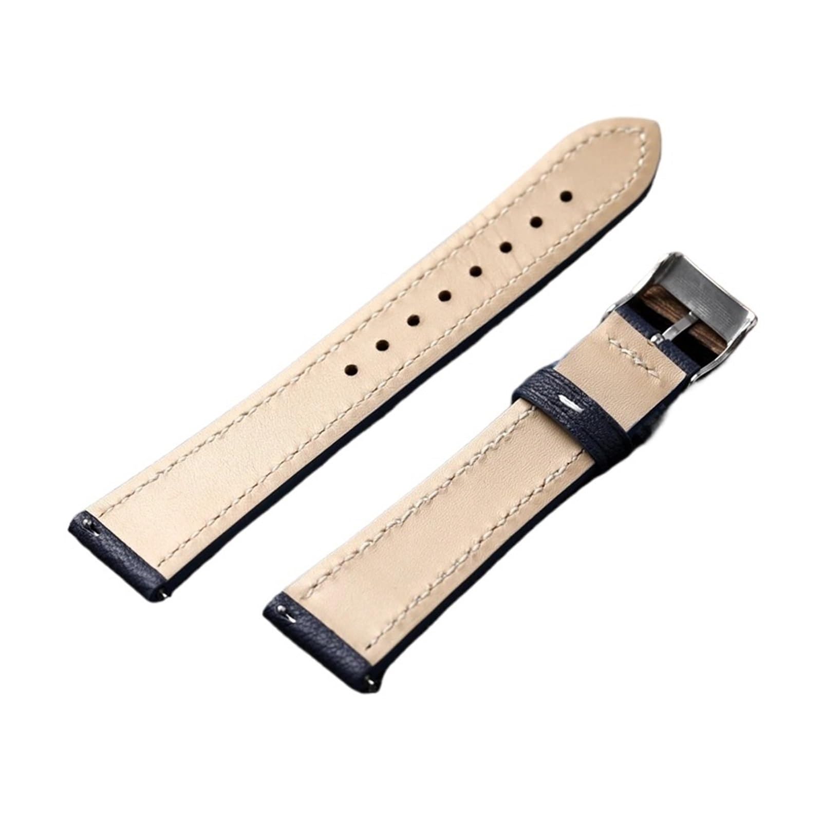 Compatible avec le bracelet de montre Ultra-mince doux en peau chèvre fait à la main 18 19 20 21 22MM, bleu marron gris, Vintage dégagement rapide for hommes